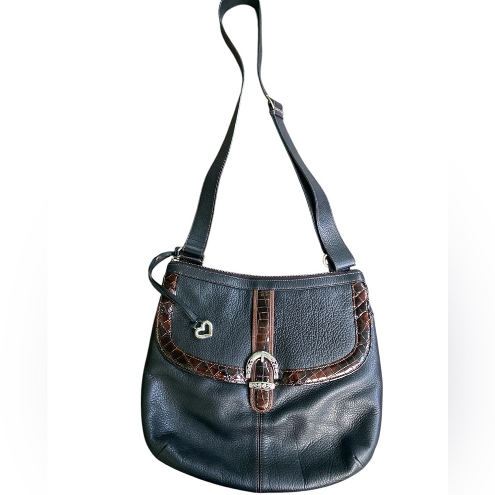 Brighton Mason black/chocolate leather bag E817805 - Picture 1 of 16